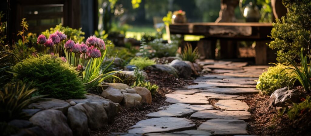 Natursteinplatten auf einer Terrasse