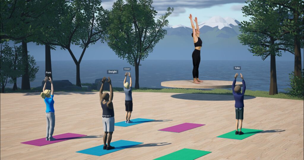 Avatare in der virtuellen Realität machen Yoga zusammen